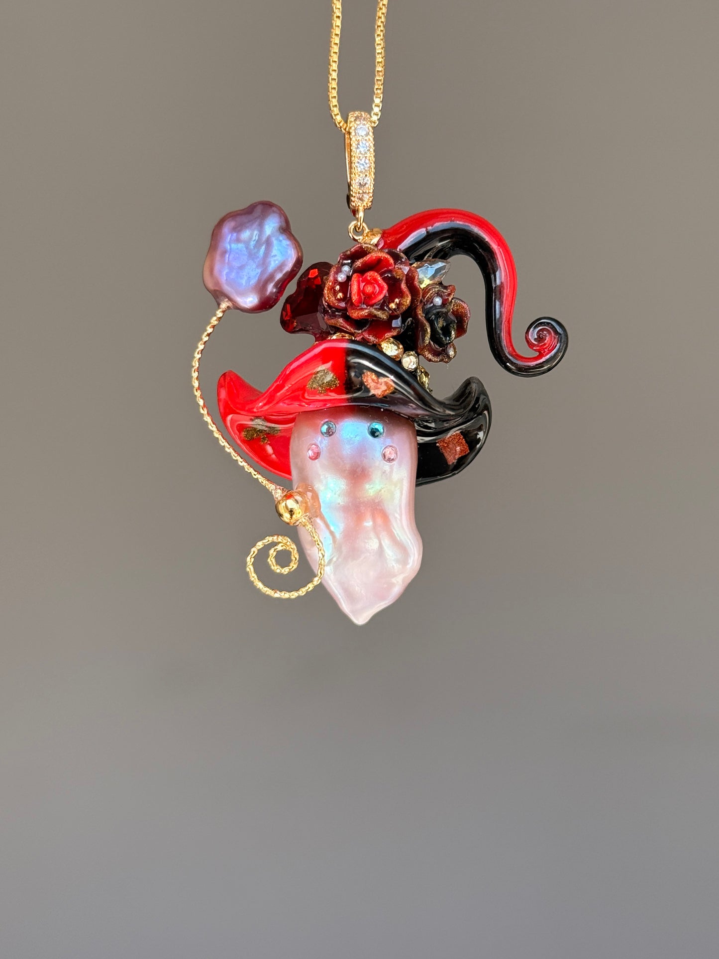 Pre-order Pearl Crimson Rose Sprite Necklace SKUE163