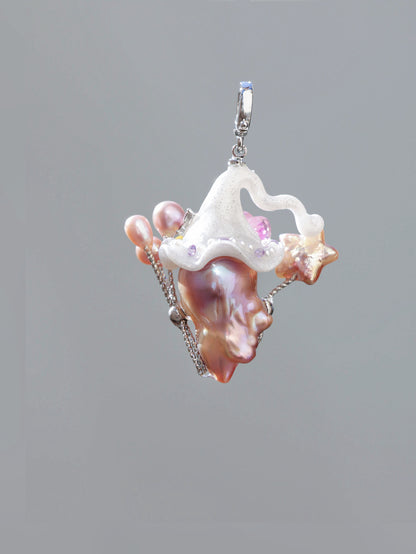 Hat Charms – Hand-Sculpted Mini Hat Pearl Necklace 047P186