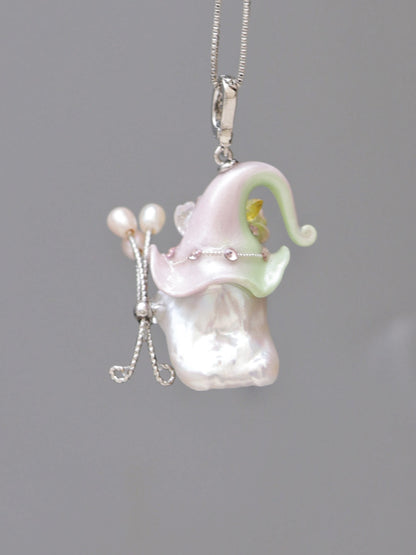 Hat Charms – Hand-Sculpted Mini Hat Pearl Necklace 161P133