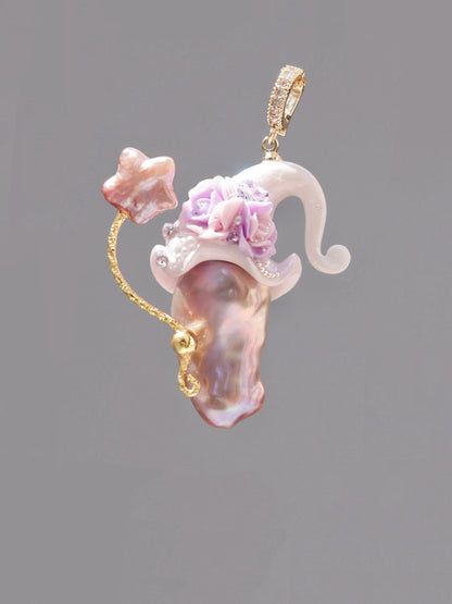 Hat Charms – Hand-Sculpted Mini Hat Pearl Necklace 177P156