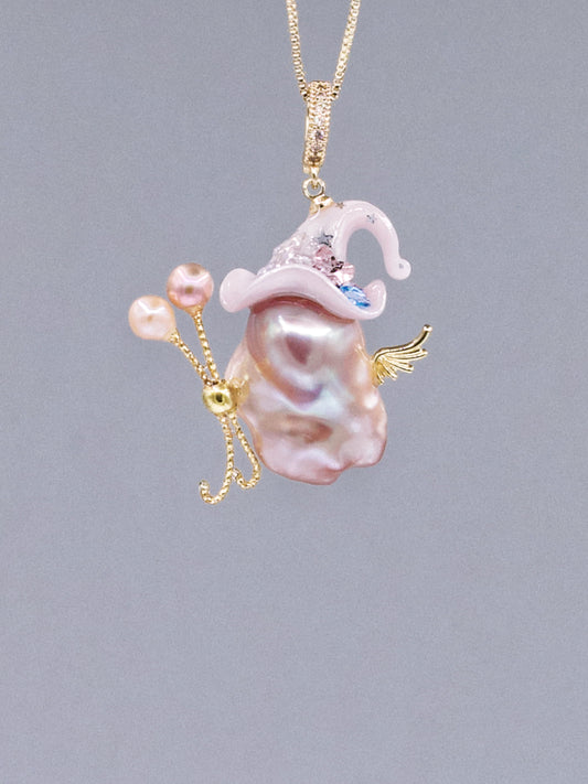 Hat Charms – Hand-Sculpted Mini Hat Pearl Necklace 183P114
