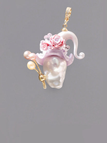 Hat Charms – Hand-Sculpted Mini Hat Pearl Necklace 259P136