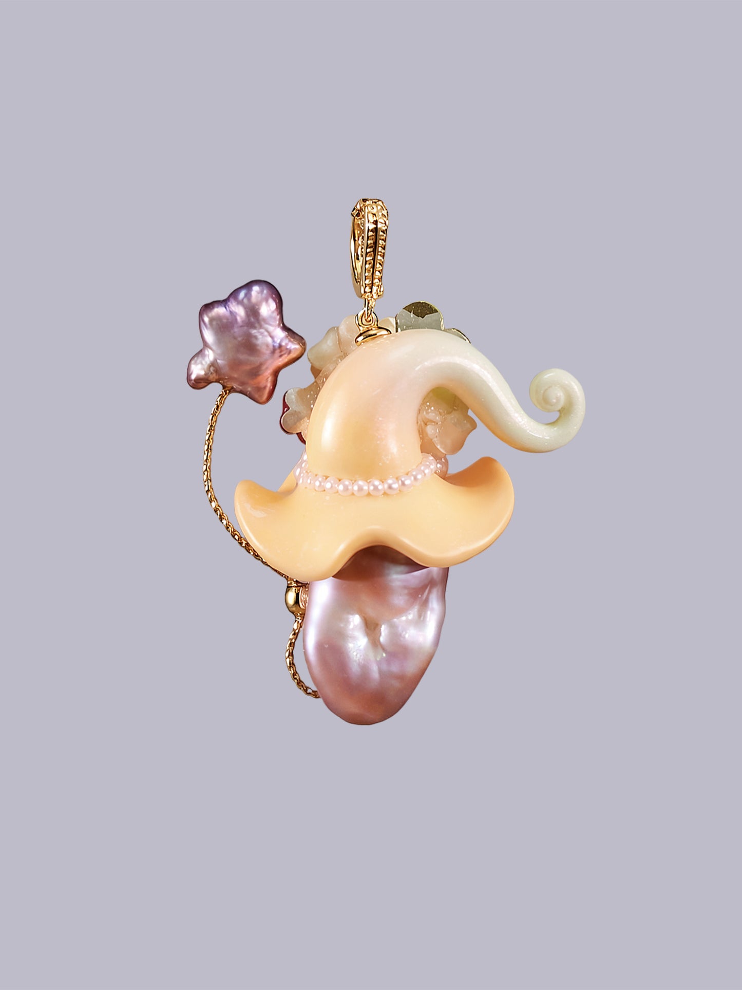 Hat Charms – Hand-Sculpted Mini Hat Pearl Necklace 263