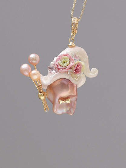 Hat Charms – Hand-Sculpted Mini Hat Pearl Necklace 267P326