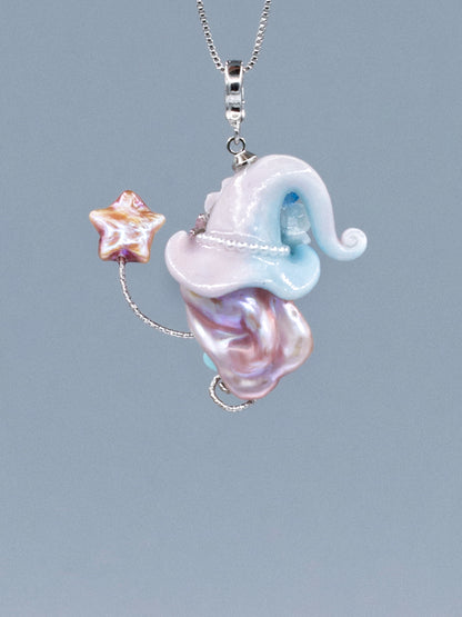 Hat Charms – Hand-Sculpted Mini Hat Pearl Necklace 277P154