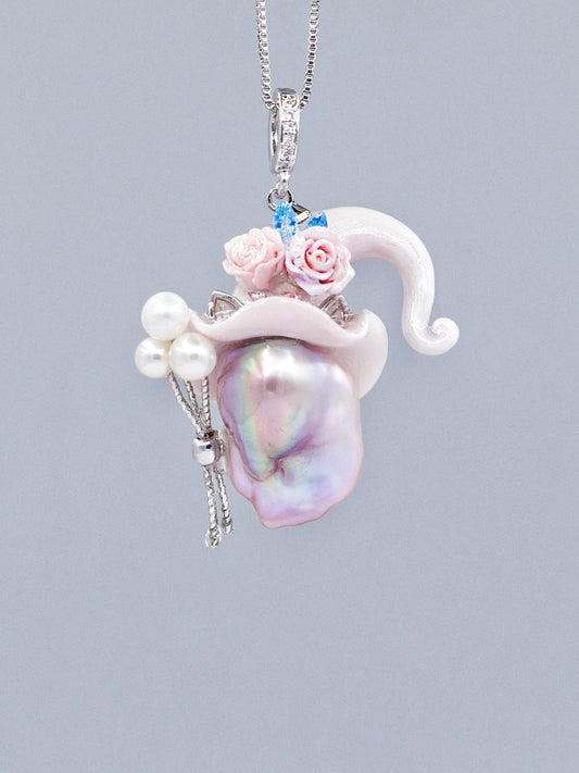 Hat Charms – Hand-Sculpted Mini Hat Pearl Necklace 289P327