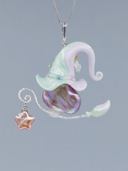 Hat Charms – Hand-Sculpted Mini Hat Pearl Necklace 294P565