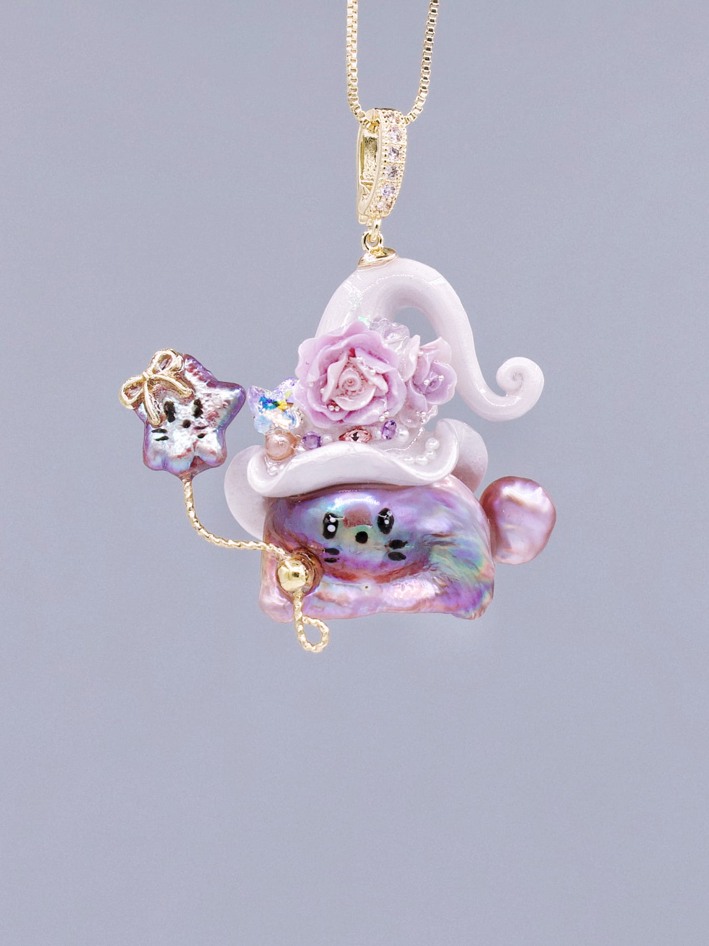 Hat Charms – Hand-Sculpted Mini Hat Pearl Necklace 312P635
