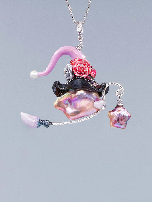 Hat Charms – Hand-Sculpted Mini Hat Pearl Necklace 322P789