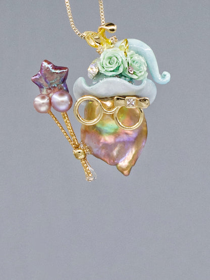 Hat Charms – Hand-Sculpted Mini Hat Pearl Necklace 330P799
