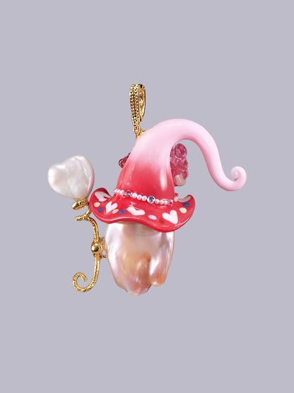 Hat Charms – Hand-Sculpted Mini Hat Pearl Necklace 333