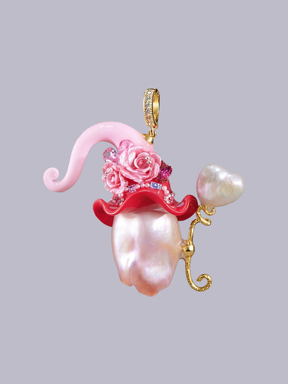Hat Charms – Hand-Sculpted Mini Hat Pearl Necklace 333