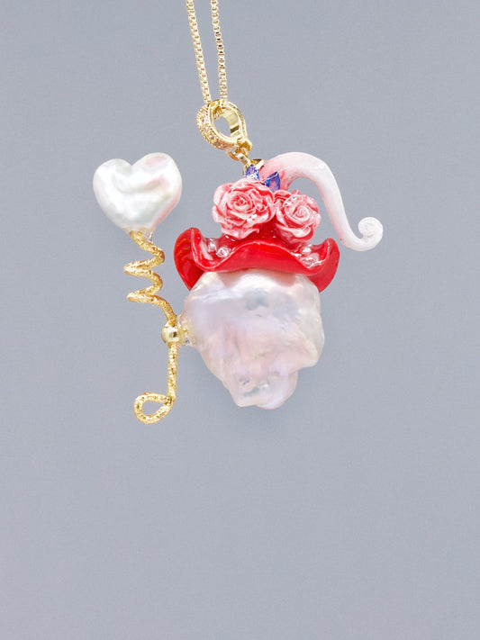 Hat Charms – Hand-Sculpted Mini Hat Pearl Necklace 335P655