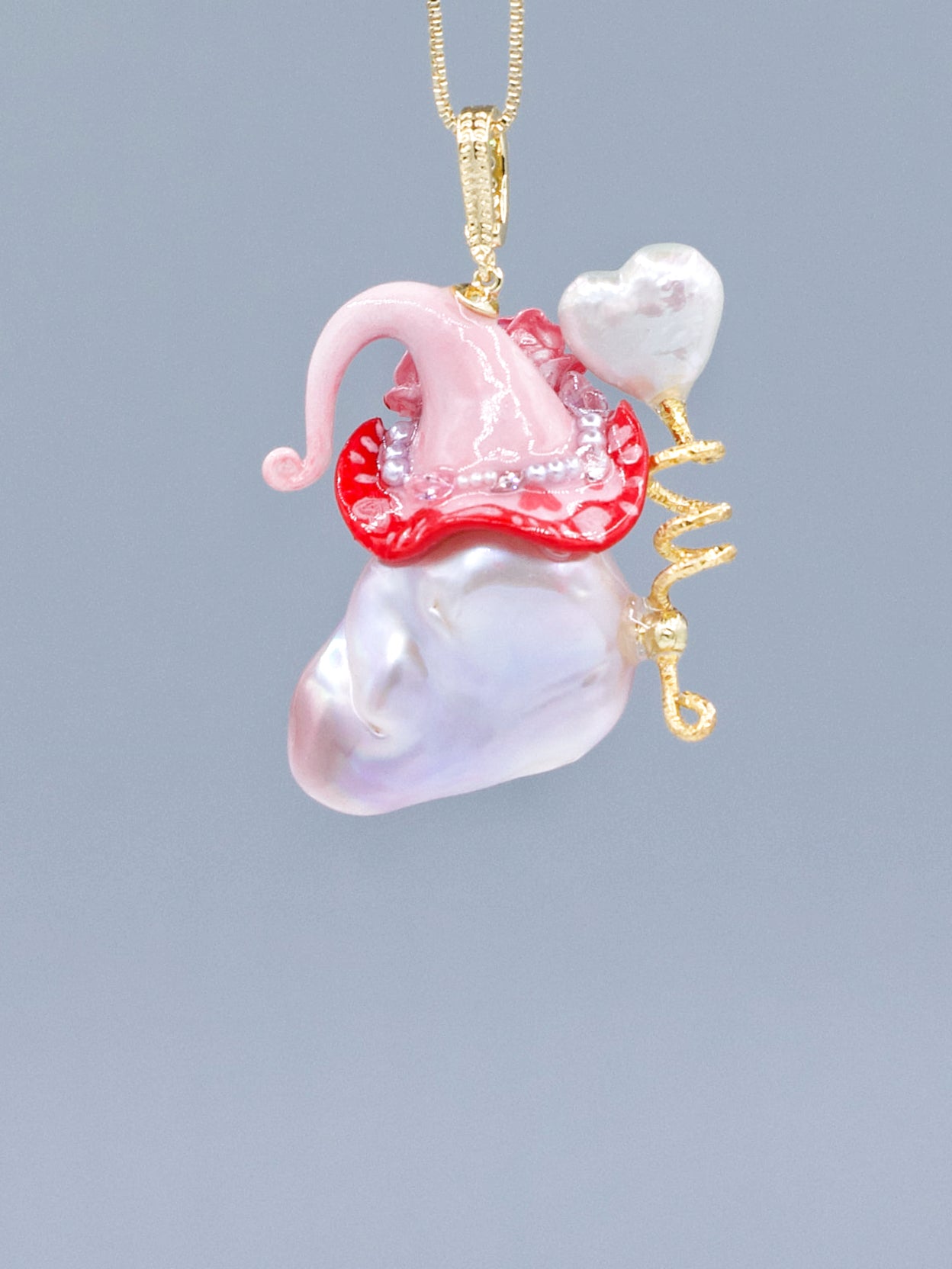 Hat Charms – Hand-Sculpted Mini Hat Pearl Necklace 339P694