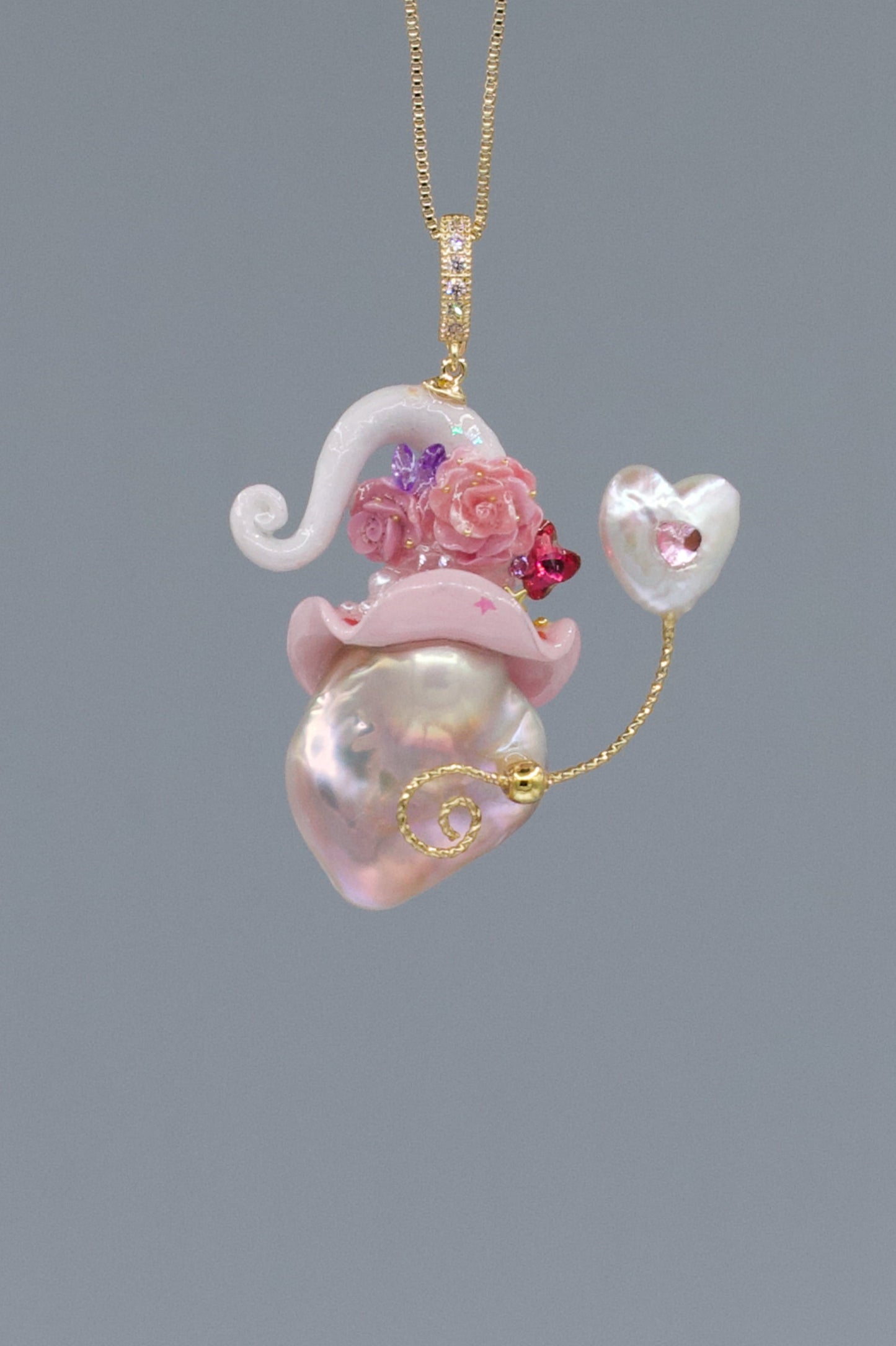 Hat Charms – Hand-Sculpted Mini Hat Pearl Necklace 351P718