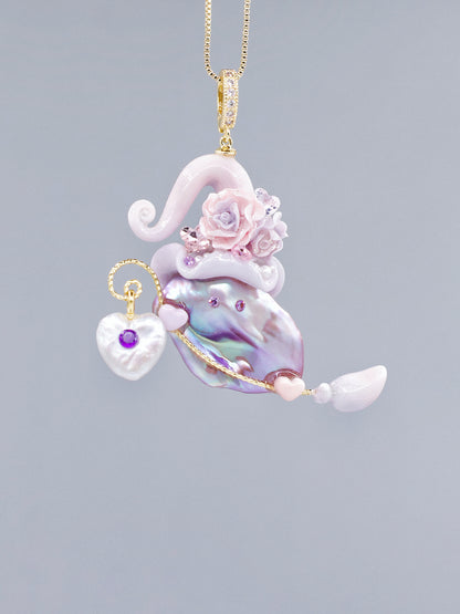 Hat Charms – Hand-Sculpted Mini Hat Pearl Necklace 377P596