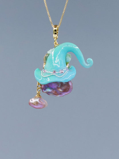 Hat Charms – Hand-Sculpted Mini Hat Pearl Necklace 379P597