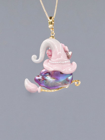 Hat Charms – Hand-Sculpted Mini Hat Pearl Necklace 387P813