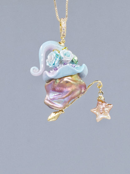 Hat Charms – Hand-Sculpted Mini Hat Pearl Necklace 411P844