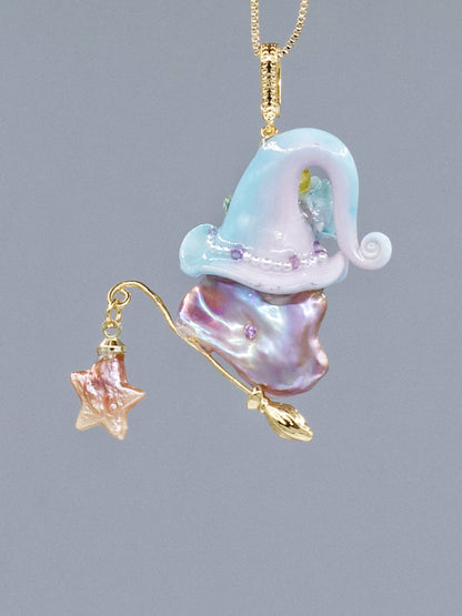 Hat Charms – Hand-Sculpted Mini Hat Pearl Necklace 411P844