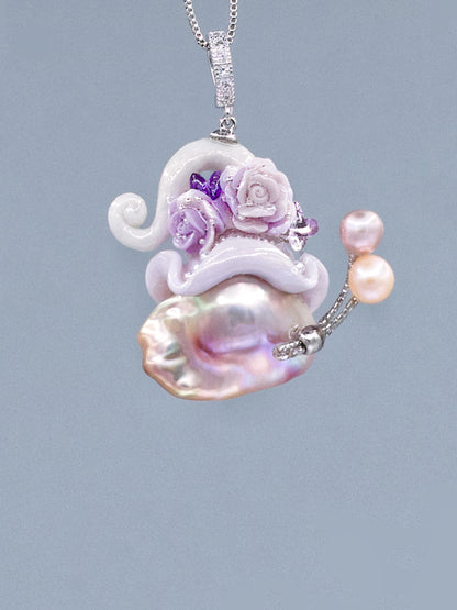 Hat Charms – Hand-Sculpted Mini Hat Pearl Necklace 425P811