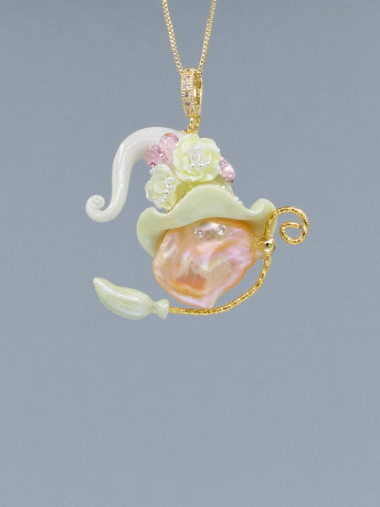 Hat Charms – Hand-Sculpted Mini Hat Pearl Necklace 433P812