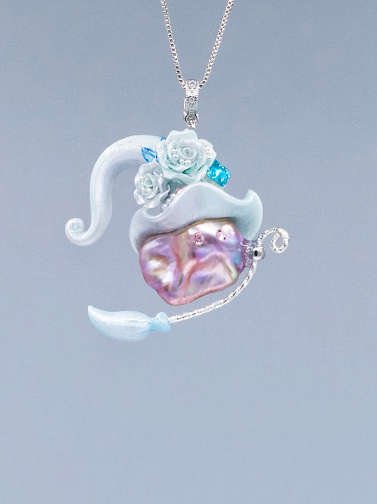 Hat Charms – Hand-Sculpted Mini Hat Pearl Necklace 445P722