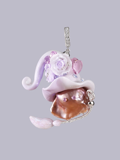 Hat Charms – Hand-Sculpted Mini Hat Pearl Necklace 447