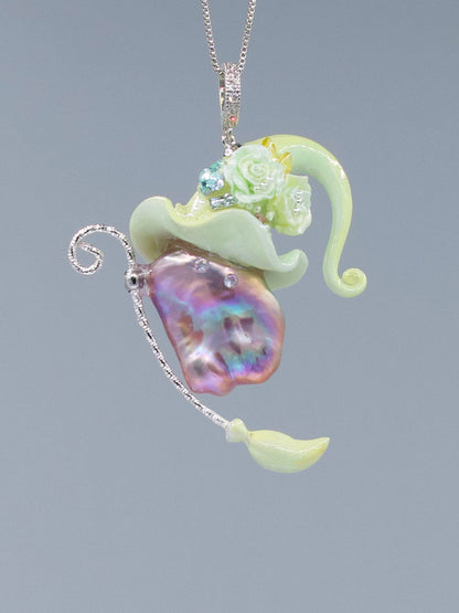 Hat Charms – Hand-Sculpted Mini Hat Pearl Necklace 451P856