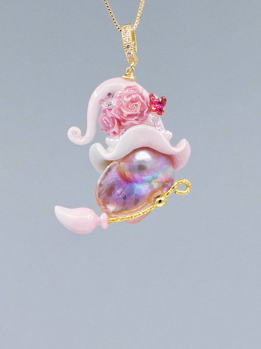 Hat Charms – Hand-Sculpted Mini Hat Pearl Necklace 455P767