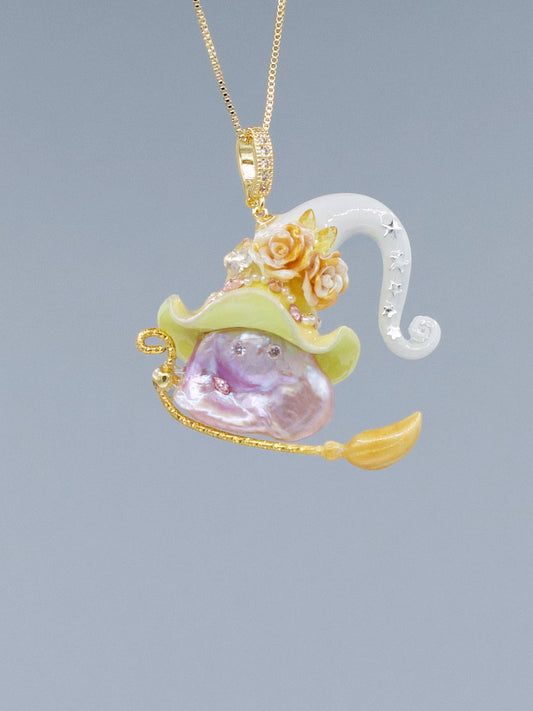 Hat Charms – Hand-Sculpted Mini Hat Pearl Necklace 461P543