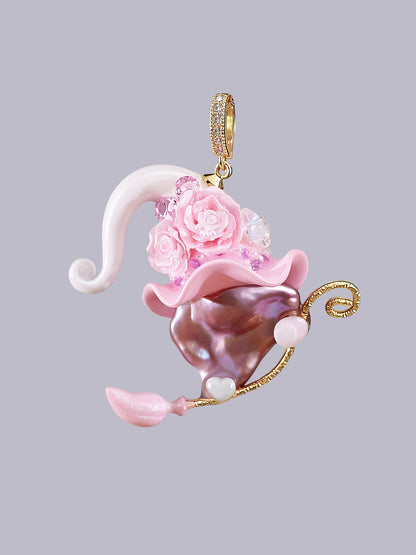 Hat Charms – Hand-Sculpted Mini Hat Pearl Necklace 471