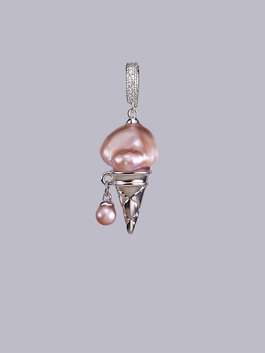 Sweet Treat Pearl Pendant – Ice Cream Cone (Resin + Zirconia) 474