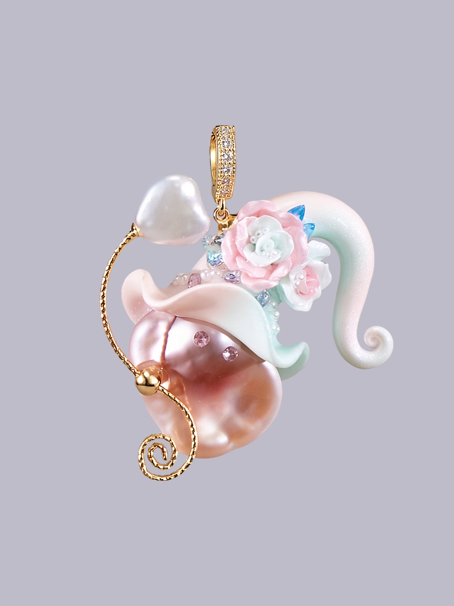 Hat Charms – Hand-Sculpted Mini Hat Pearl Necklace 481