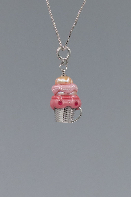 Sweet Treat Pearl Pendant – Cupcake (Resin + Zirconia) 005PICRM01G