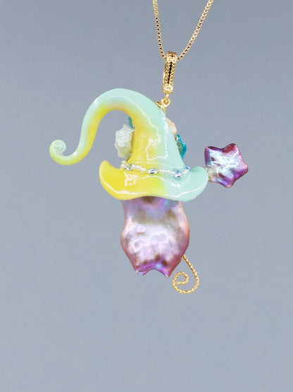 Hat Charms – Hand-Sculpted Mini Hat Pearl Necklace 553P744