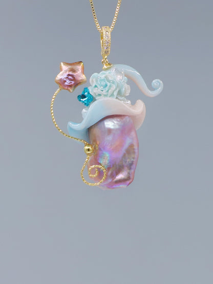 Hat Charms – Hand-Sculpted Mini Hat Pearl Necklace 563P747