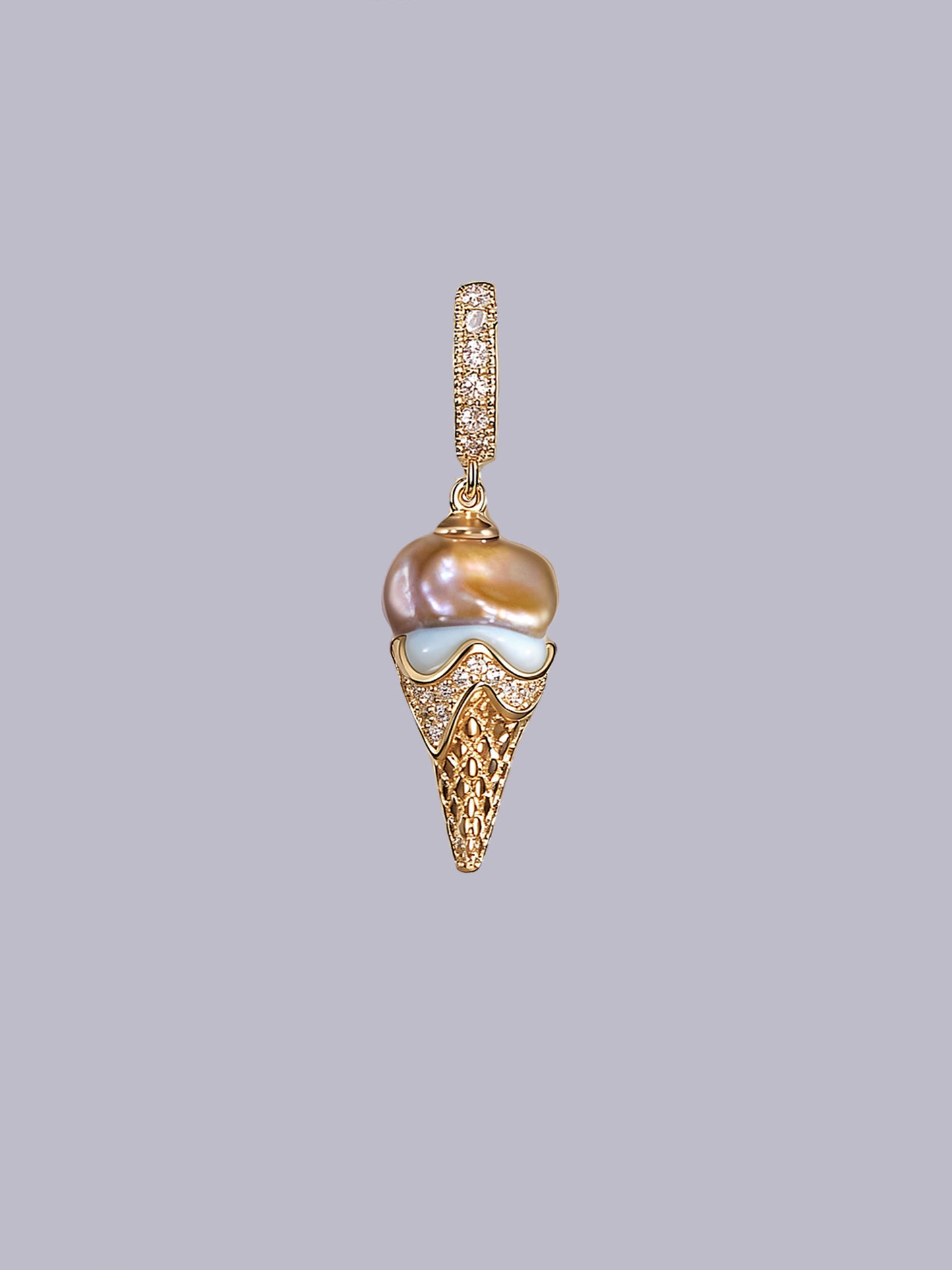 Sweet Treat Pearl Pendant – Ice Cream Cone (Resin + Zirconia) 576