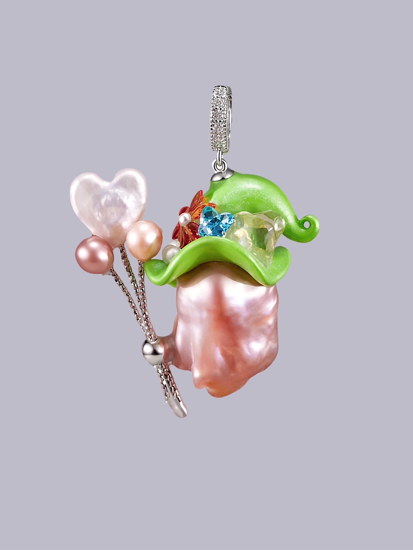 Hat Charms – Hand-Sculpted Mini Hat Pearl Necklace 581