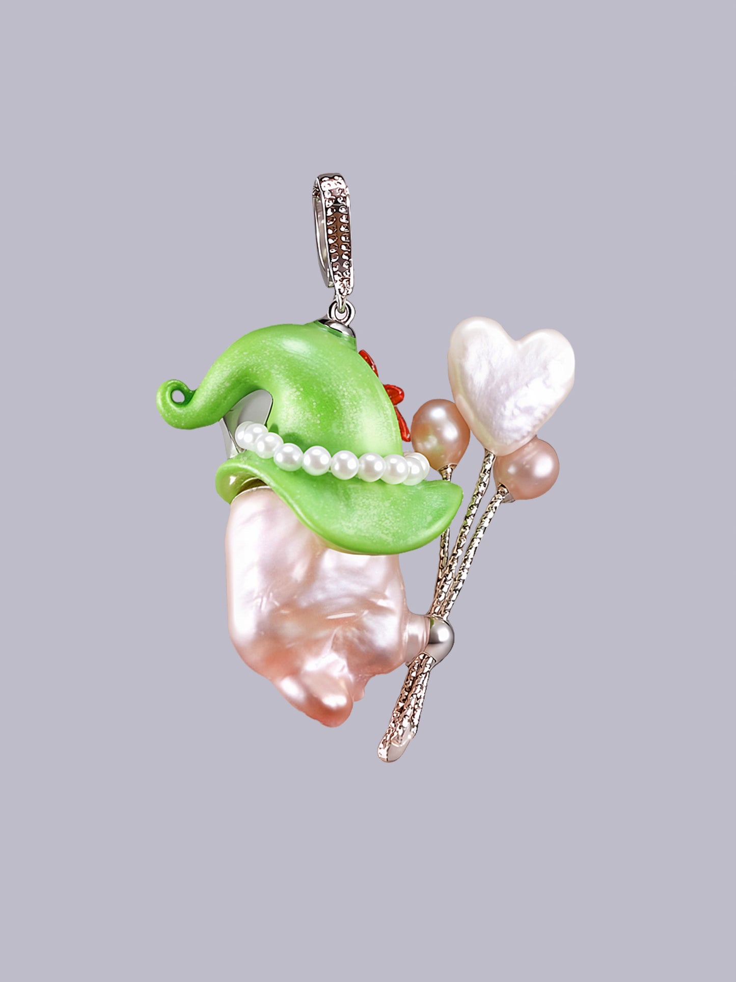 Hat Charms – Hand-Sculpted Mini Hat Pearl Necklace 581