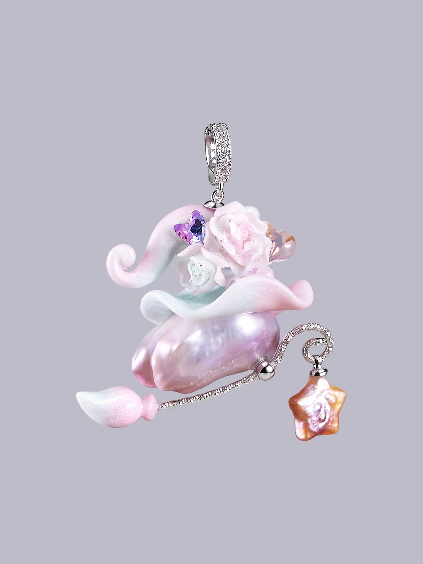 Hat Charms – Hand-Sculpted Mini Hat Pearl Necklace - “Pastel Opal” 593