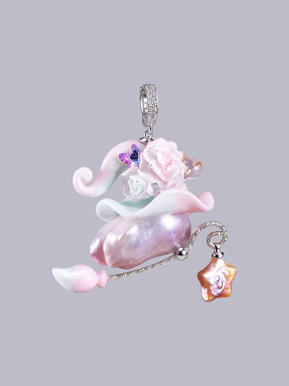Hat Charms – Hand-Sculpted Mini Hat Pearl Necklace - “Pastel Opal” 593