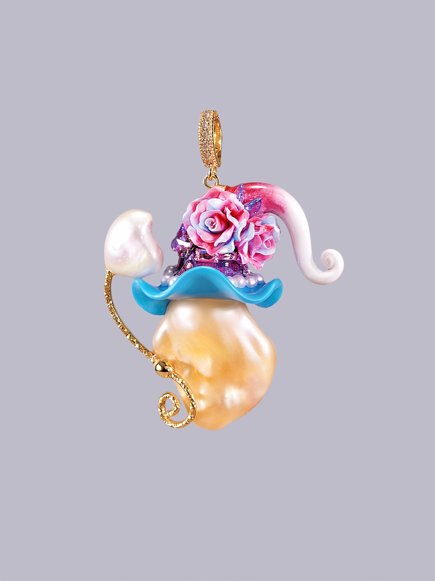 Hat Charms – Hand-Sculpted Mini Hat Pearl Necklace - "Candy Lagoon" 615