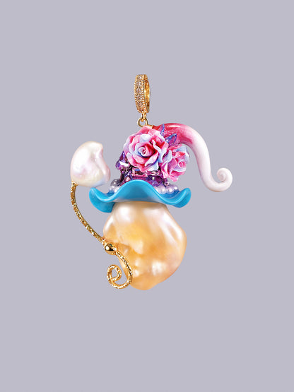 Hat Charms – Hand-Sculpted Mini Hat Pearl Necklace - "Candy Lagoon" 615