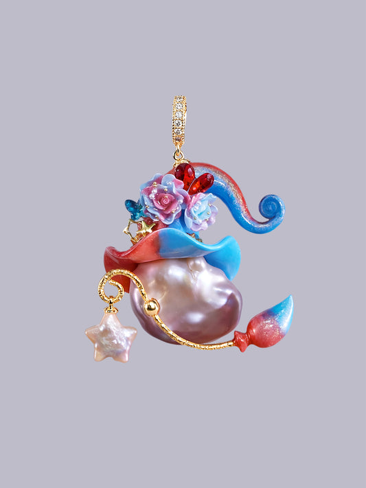Hat Charms – Hand-Sculpted Mini Hat Pearl Necklace 691