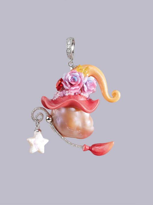 Hat Charms – Hand-Sculpted Mini Hat Pearl Necklace 703