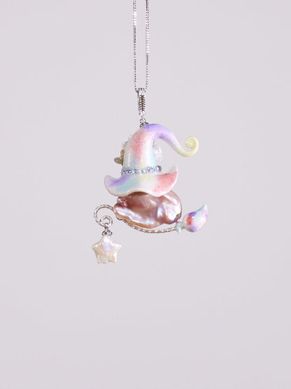 Hat Charms – Hand-Sculpted Mini Hat Pearl Necklace - Iridescent Doodle 921