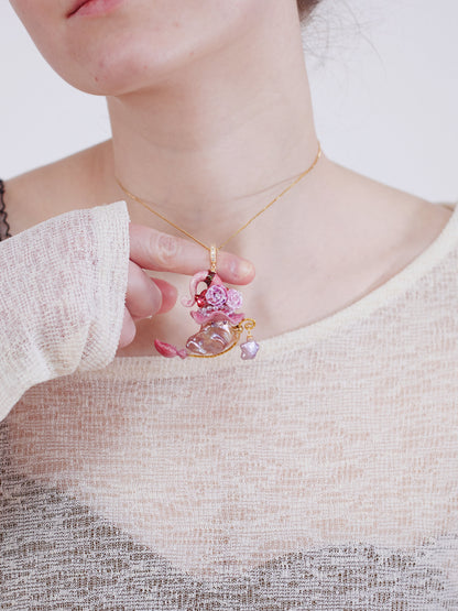 Hat Charms – Hand-Sculpted Mini Hat Pearl Necklace 923