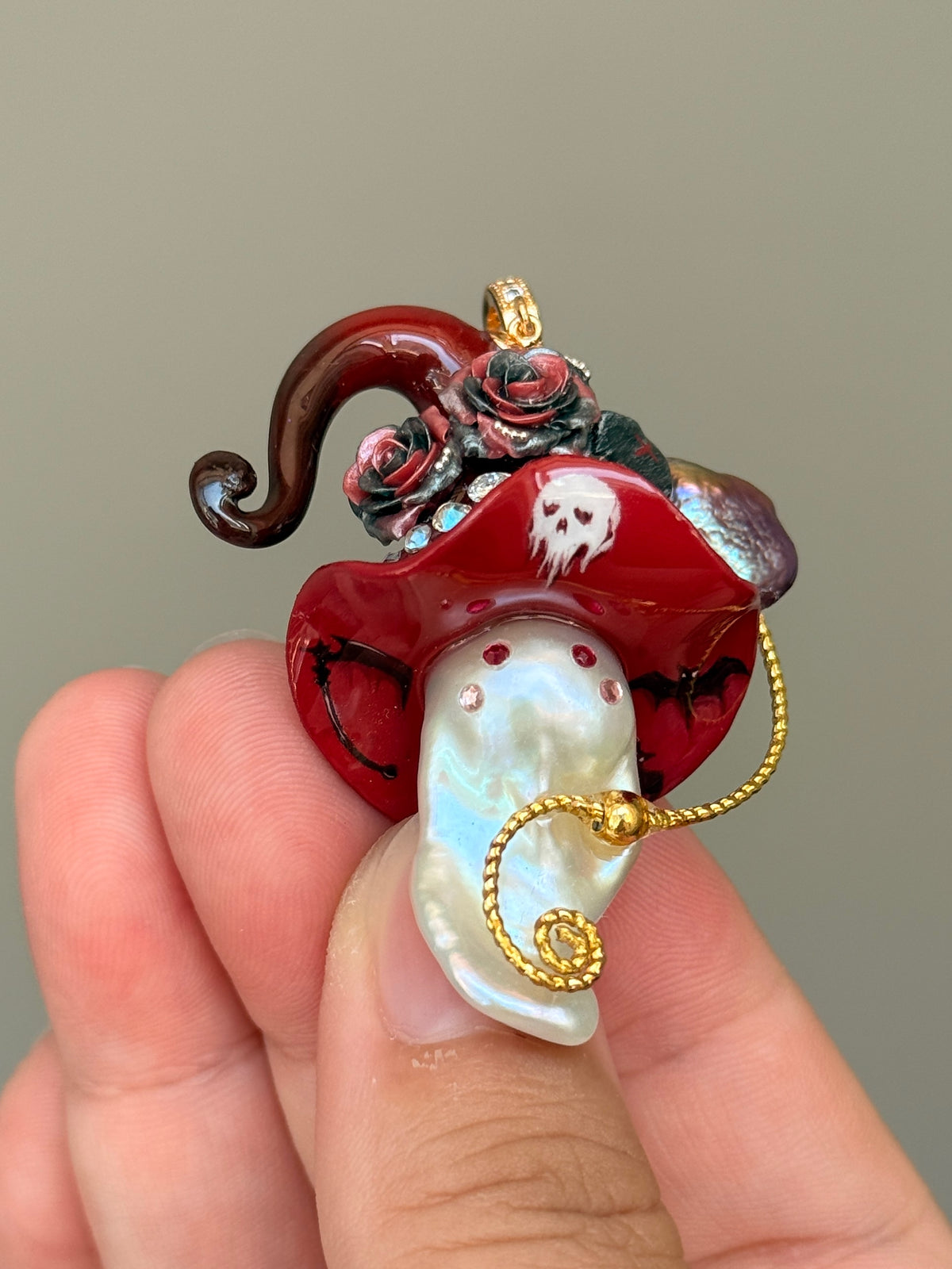 Crimson Coffin Sprite Baroque Pearl Necklace SKUE1223