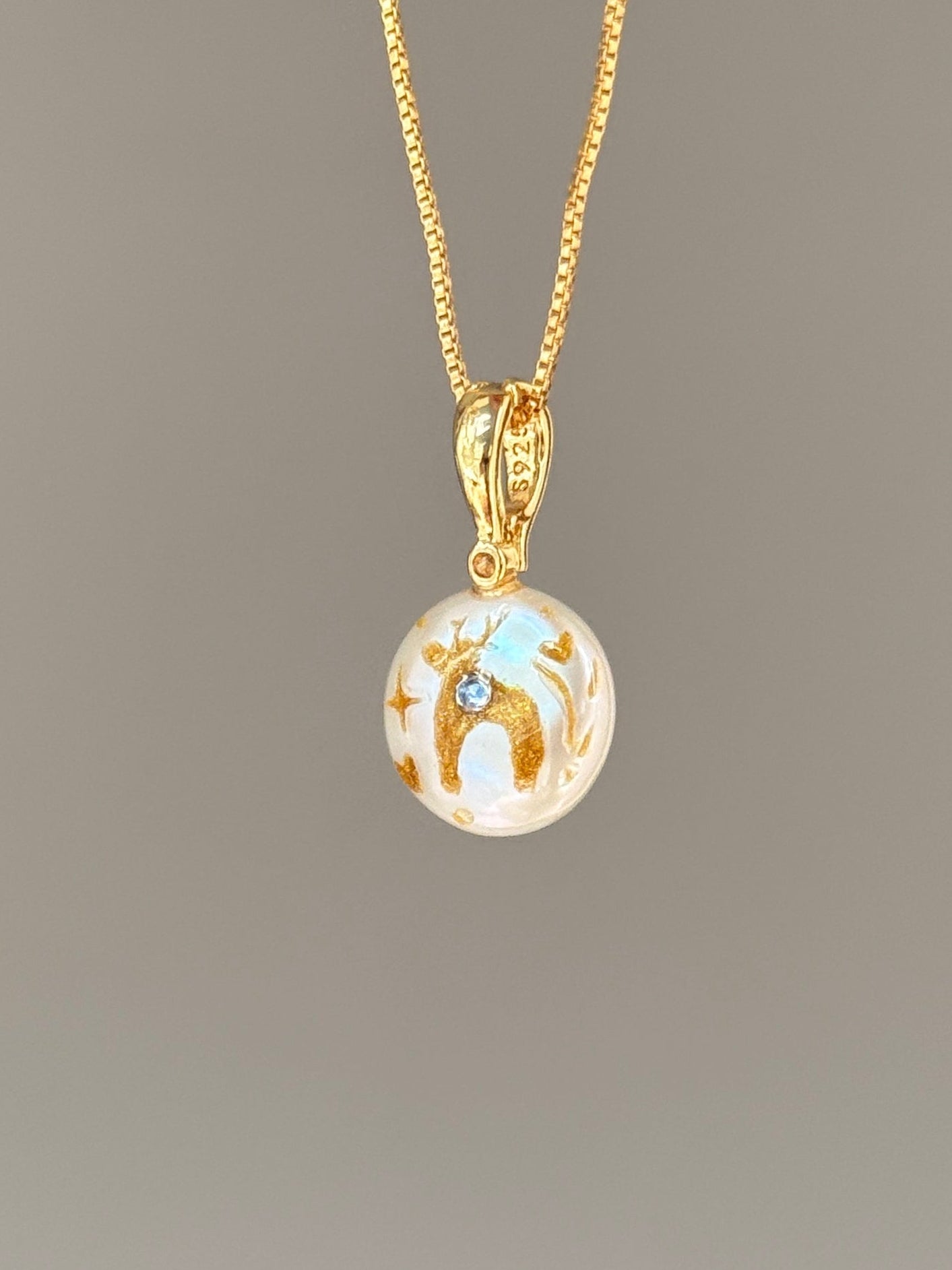 Prancing Fawn Button Baroque Pearl Necklace SKUO10